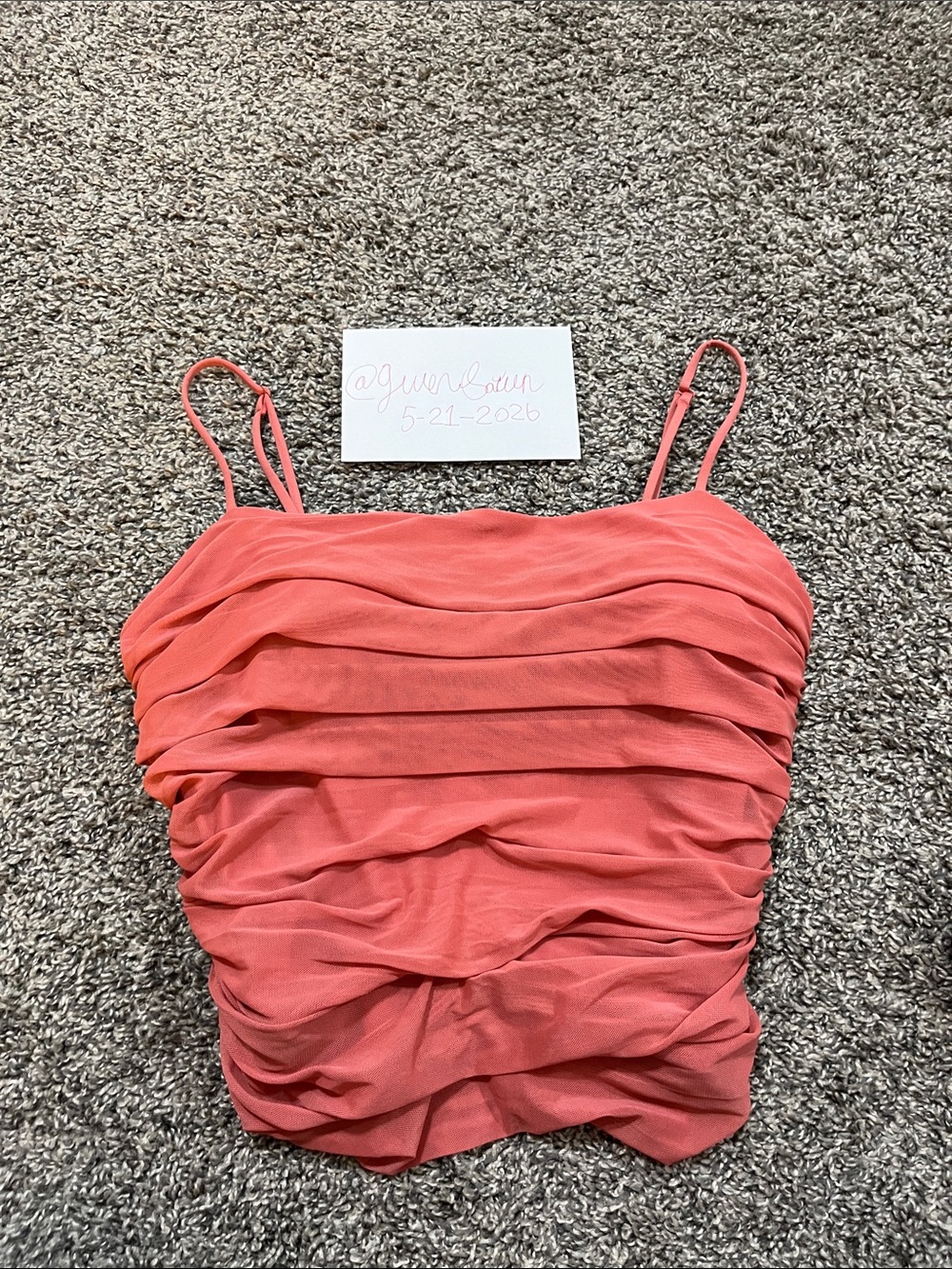 Express Body Contour Ruched Mesh Top - Picture 1 of 10